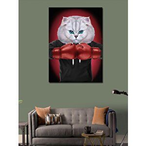 Kanvas Tablo Boksör Beyaz Kedi 100x140 cm