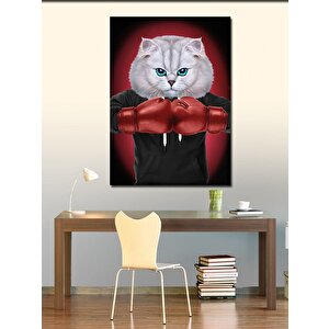 Kanvas Tablo Boksör Beyaz Kedi 100x140 cm