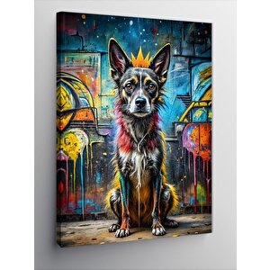 Kanvas Tablo Sevimli Köpek Ve Graffitiler 70x100 cm