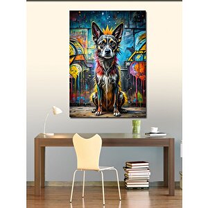 Kanvas Tablo Sevimli Köpek Ve Graffitiler 70x100 cm