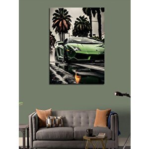 Kanvas Tablo Yeşil Hızlı Araba 70x100 cm