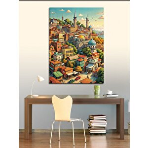 Kanvas Tablo İstanbul Manzaralı Çizim 70x100 cm