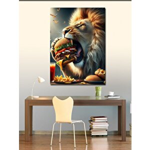 Kanvas Tablo Hamburger Yiyen Aslan 50x70 cm