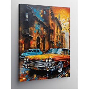 Kanvas Tablo Klasik Araba Turuncu 100x140 cm