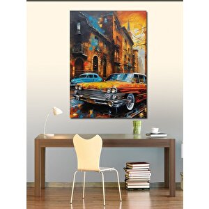 Kanvas Tablo Klasik Araba Turuncu 100x140 cm