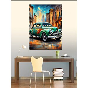 Kanvas Tablo Yeşil Klasik Araba 50x70 cm