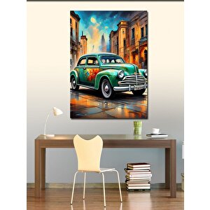 Kanvas Tablo Yeşil Klasik Araba 70x100 cm