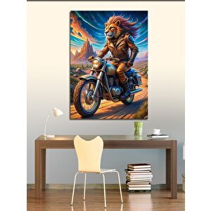 Kanvas Tablo Motosikletli Aslan 70x100 cm