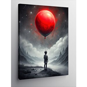 Kanvas Tablo Kırmızı Balonlu Çocuk 100x140 cm