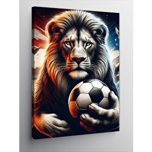 Kanvas Tablo Kral Aslan Ve Futbol 50x70 cm