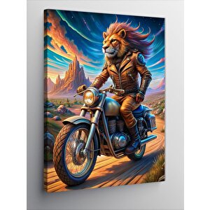 Kanvas Tablo Motosikletli Aslan 50x70 cm