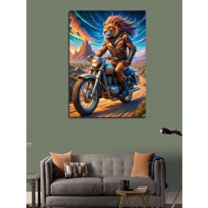Kanvas Tablo Motosikletli Aslan 50x70 cm