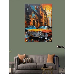 Kanvas Tablo Klasik Araba Turuncu 50x70 cm