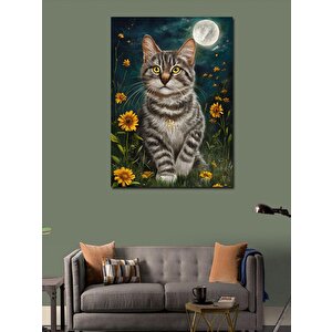 Kanvas Tablo Dolunay Ve Kedi 70x100 cm