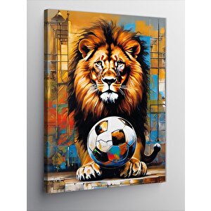 Kanvas Tablo Aslan Ve Futbol Topu 70x100 cm