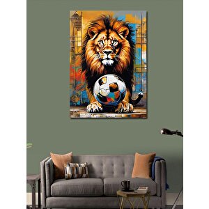Kanvas Tablo Aslan Ve Futbol Topu 70x100 cm