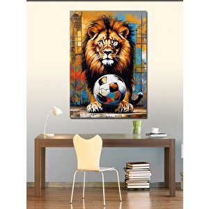Kanvas Tablo Aslan Ve Futbol Topu 70x100 cm