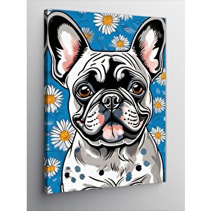 Kanvas Tablo Pug Cinsi Köpek Ve Papatya 100x140 cm