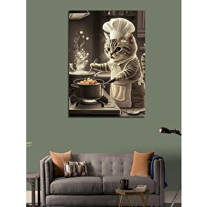 Kanvas Tablo Yemek Yapan Kedi 100x140 cm