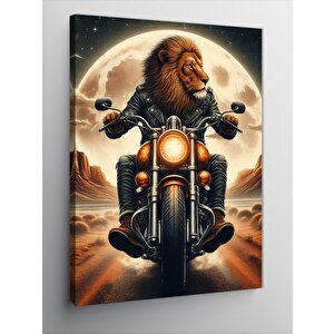 Kanvas Tablo Motosiklet Kullanan Aslan 50x70 cm