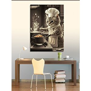 Kanvas Tablo Yemek Yapan Kedi 70x100 cm