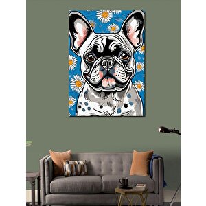 Kanvas Tablo Pug Cinsi Köpek Ve Papatya 50x70 cm