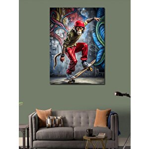 Kanvas Tablo Kaykay Yapan Maymun 70x100 cm