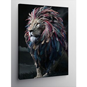 Kanvas Tablo Kuş Tüylü Aslan 50x70 cm