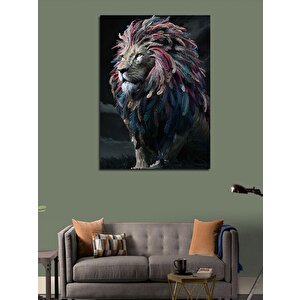 Kanvas Tablo Kuş Tüylü Aslan 70x100 cm