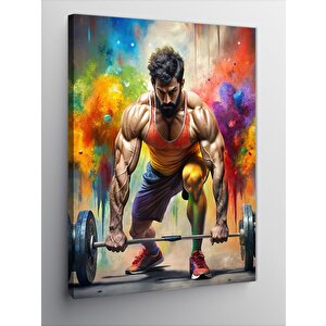 Kanvas Tablo Halter Kaldıran Adam 70x100 cm
