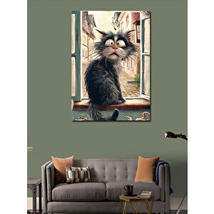 Kanvas Tablo Sevimli Bakımsız Kedi 100x140 cm