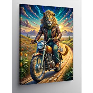 Kanvas Tablo Motorcu Aslan 50x70 cm