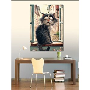 Kanvas Tablo Sevimli Bakımsız Kedi 70x100 cm