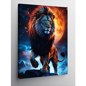 Kanvas Tablo Aslan Kral Ve Gezegenler 50x70 cm