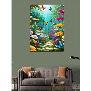 Kanvas Tablo Kelebekler Ve Çiçekler 70x100 cm