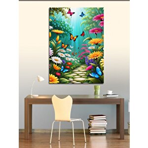 Kanvas Tablo Kelebekler Ve Çiçekler 100x140 cm