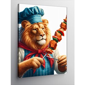 Kanvas Tablo Şiş Kebap Yapan Şef Aslan 100x140 cm