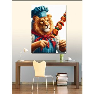 Kanvas Tablo Şiş Kebap Yapan Şef Aslan 100x140 cm