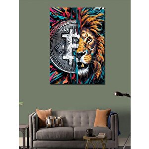 Kanvas Tablo Aslan Ve Bitcoin 70x100 cm