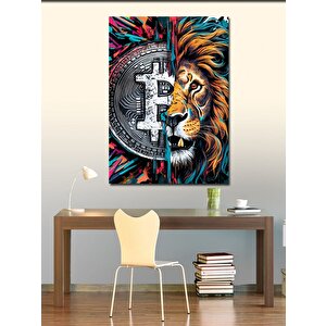 Kanvas Tablo Aslan Ve Bitcoin 70x100 cm