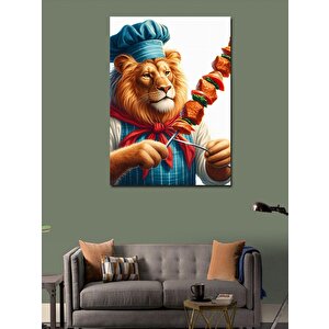 Kanvas Tablo Şiş Kebap Yapan Şef Aslan 70x100 cm