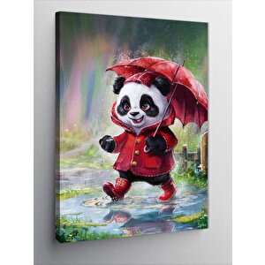 Kanvas Tablo Yağmurda Sevimli Panda 70x100 cm