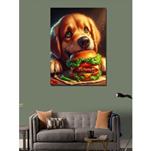 Kanvas Tablo Hamburger Yiyen Köpek 70x100 cm