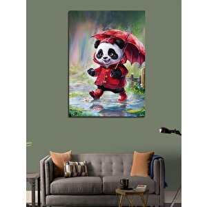 Kanvas Tablo Yağmurda Sevimli Panda 100x140 cm