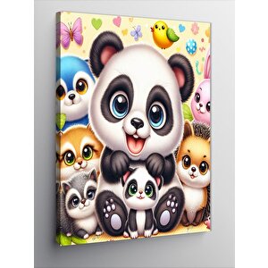 Kanvas Tablo Sevimli Pandalar Ve Kirpiler 50x70 cm