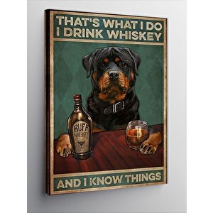Kanvas Tablo Köpek Ve Alkol Şişesi 70x100 cm