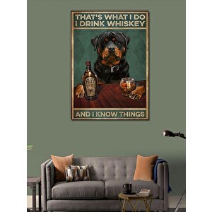 Kanvas Tablo Köpek Ve Alkol Şişesi 70x100 cm