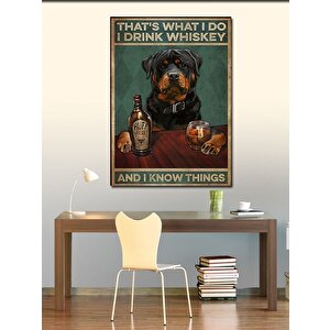 Kanvas Tablo Köpek Ve Alkol Şişesi 70x100 cm