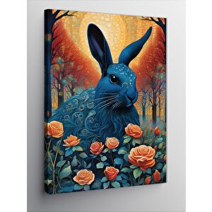 Kanvas Tablo Tavşan Ve Çiçekler 70x100 cm