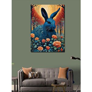 Kanvas Tablo Tavşan Ve Çiçekler 70x100 cm